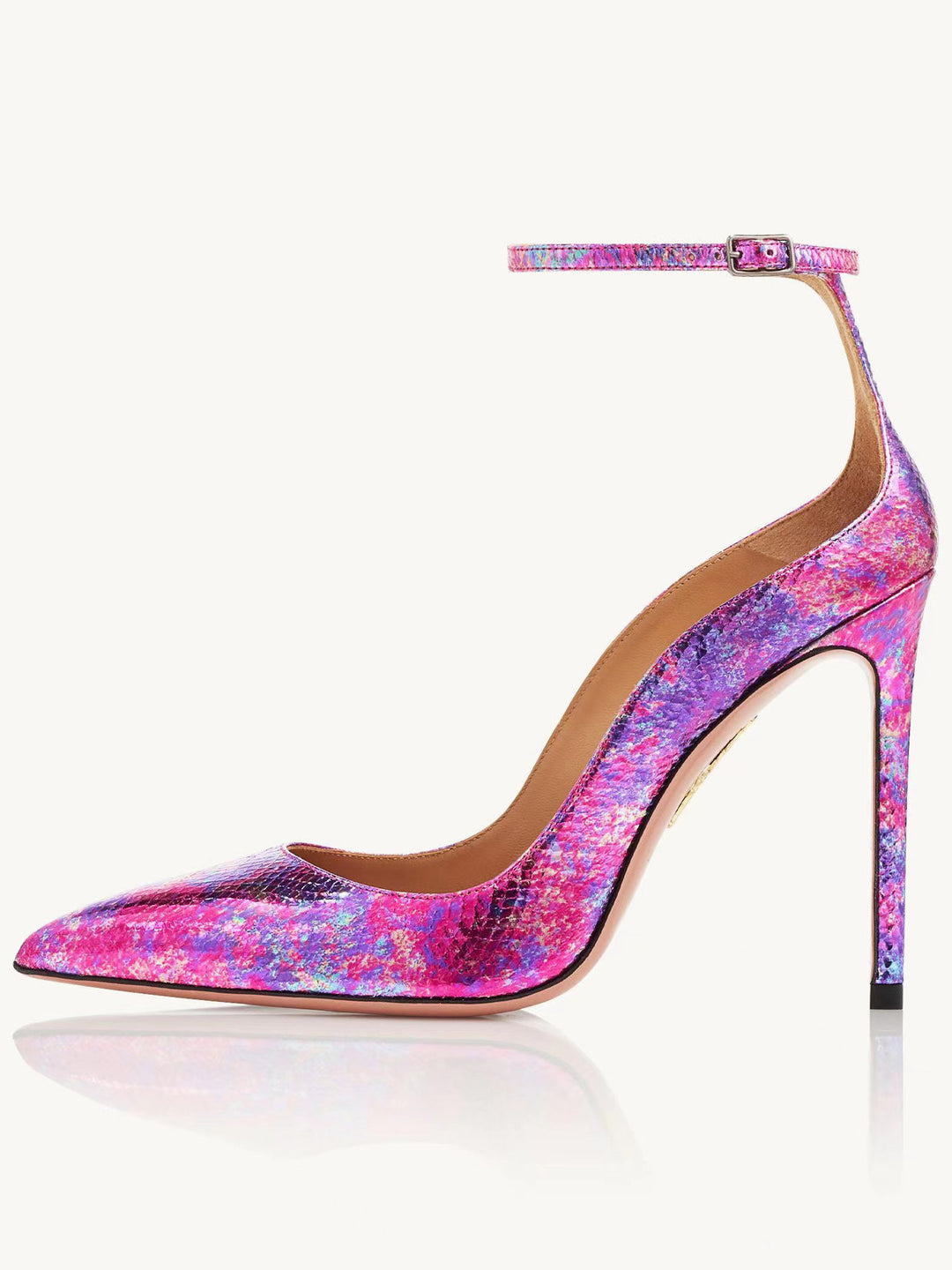 Femme spidse tå højhælede ankelrem-pumps med elegante detaljer Stilla