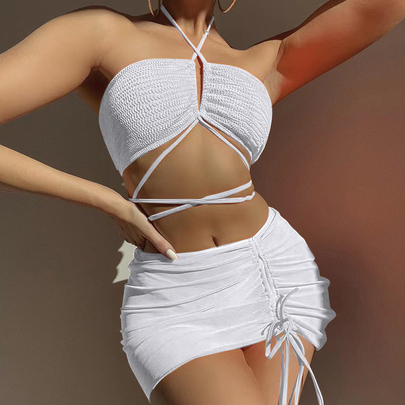 Dame Bikini-sæt med innovativt indpakningsskørt og elastiske bindebånd Stilla