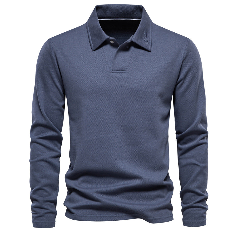Herrer Langærmet Poloshirt med intensivt strukturelt design og klassisk krave Stilla