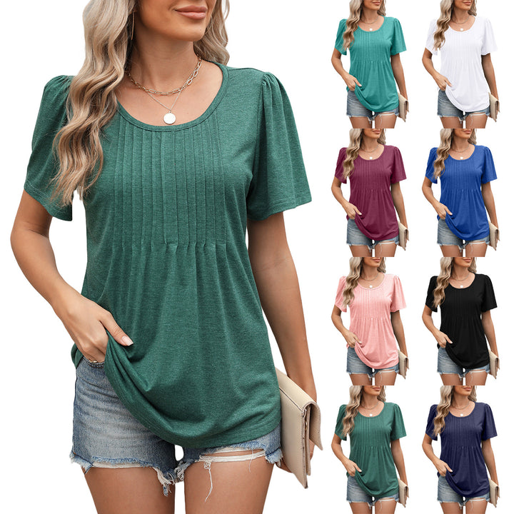 Dame elegant top med rynket design Stilla