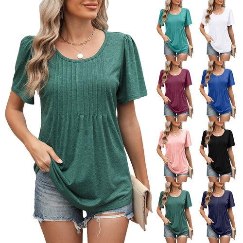 Dame elegant top med rynket design Stilla