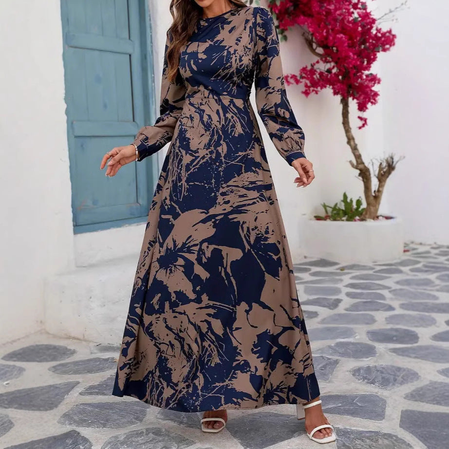 Dame Maxi Kjole med moderne floral design Stilla