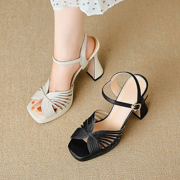 Dame Strappy Platform Sandaler med geometrisk blokhælsdesign Stilla