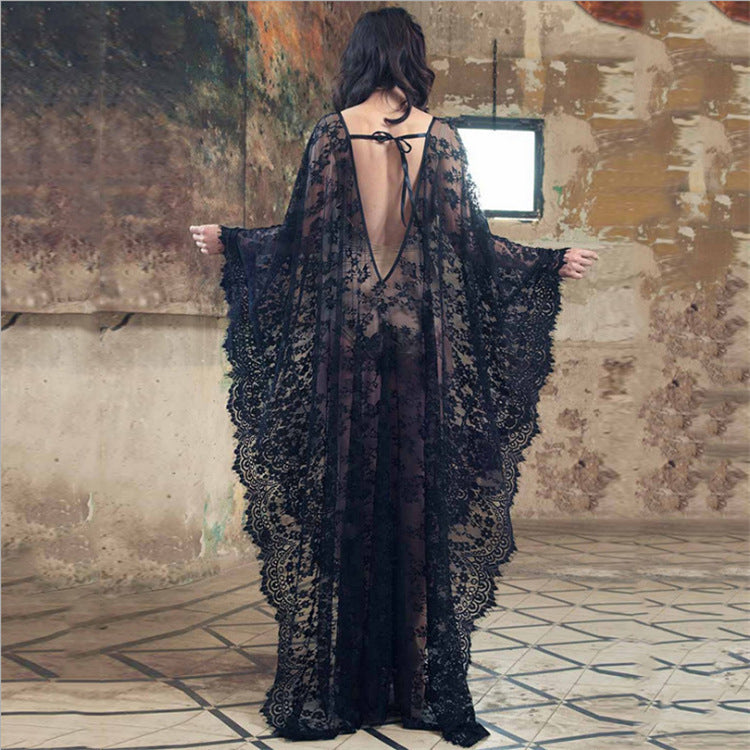 Dame Elegant Spids-Kimono med glitrende dekorationer Stilla