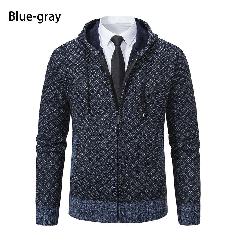 Herrer Textureret Zip-Up Hoodie med mønsterdesign Stilla