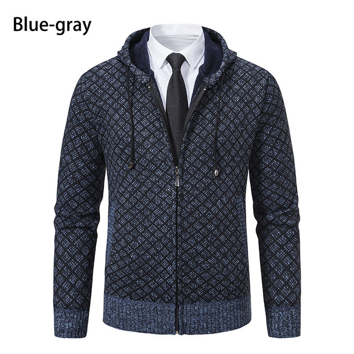 Herrer Textureret Zip-Up Hoodie med mønsterdesign Stilla