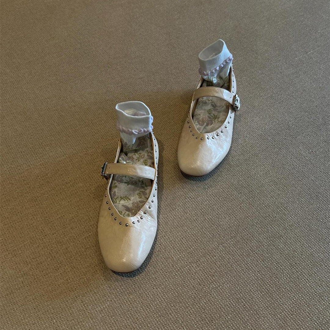 Dame Mary Jane Ballerinas med justerbar rem Stilla