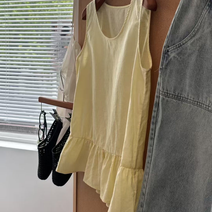 Femme Peplum Kant Ærmeløs Top Stilla