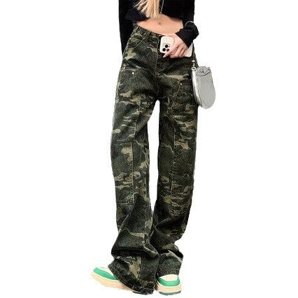 Dame cargo-bukser i urban camouflage-stil med praktiske lommer og behagelig pasform Stilla