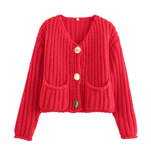 Femme Chunky Strikjakke med frontlommer Stilla