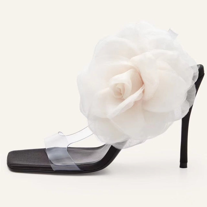 Femme Open-Toe Blomsterprydede Hæl Mules Stilla