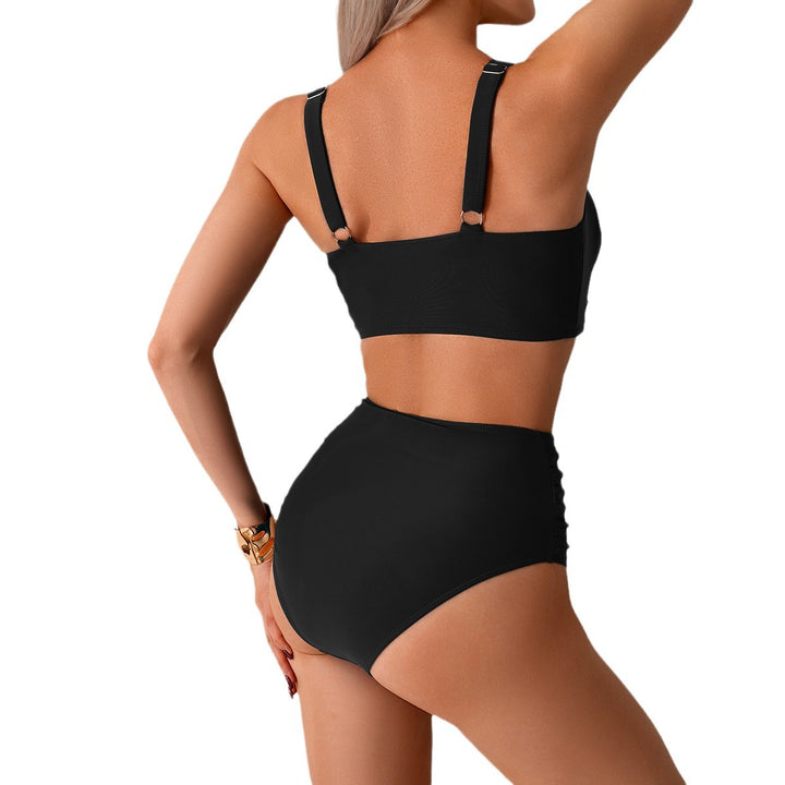 Dame Højskåret Bikini-sæt med knudeformet top og figursmigrende design Stilla