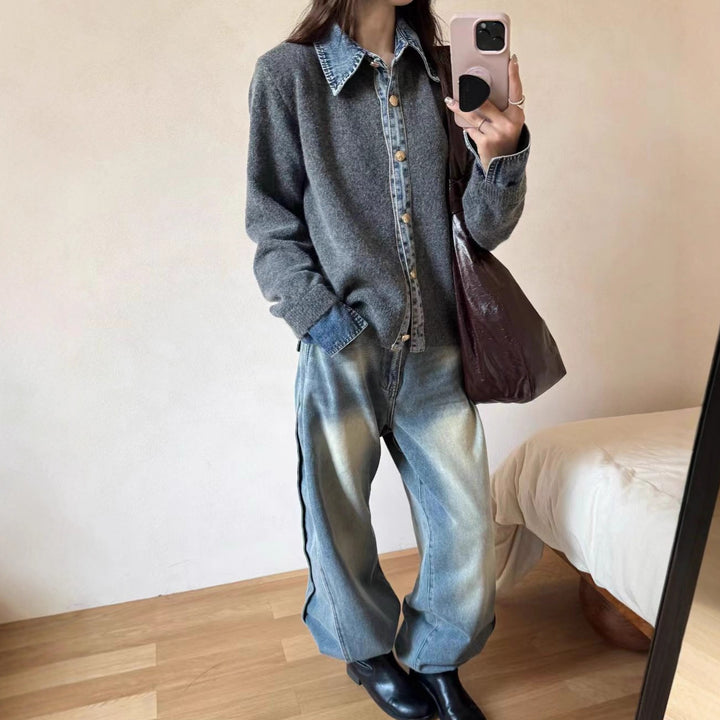 Dame fashionabel cardigan med innovativ krave og elegante knapdetaljer Stilla