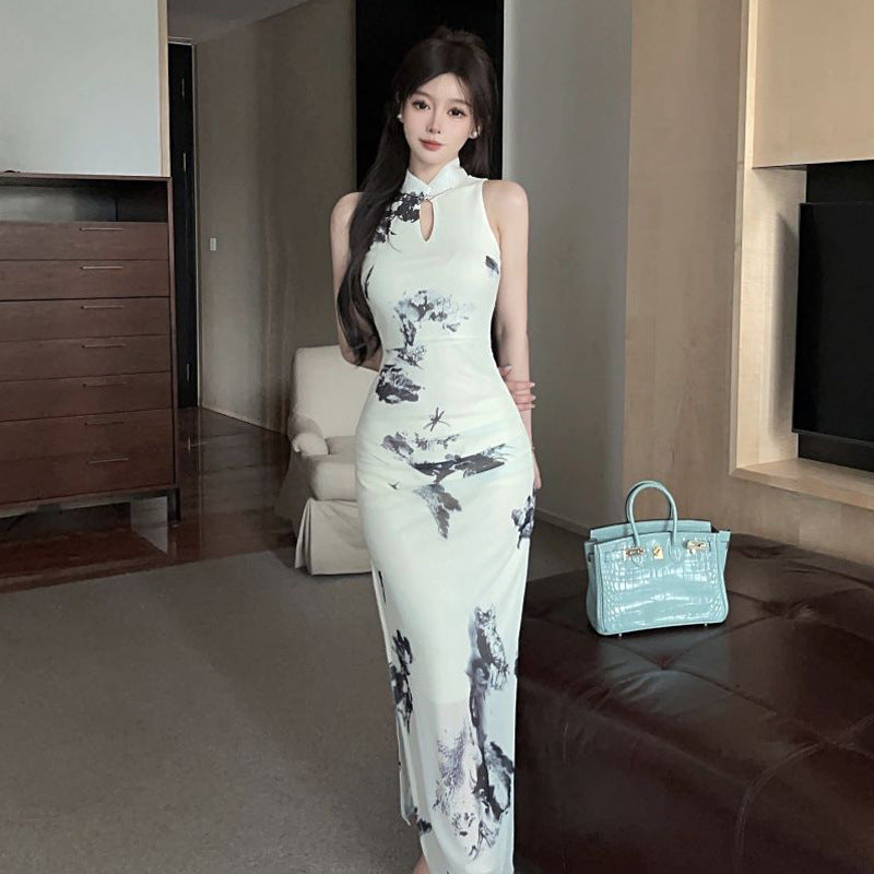 Stilla | Højslids Forbedret Cheongsam Bodycon Kjole