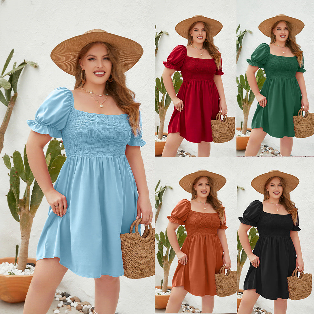 Dame Let sommerkjole med off-shoulder pasform og voluminøse puffærmer Skovae