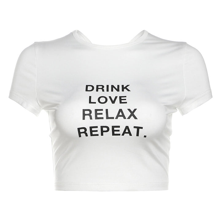 Dame cropped T-shirt med motivtryk Skovae