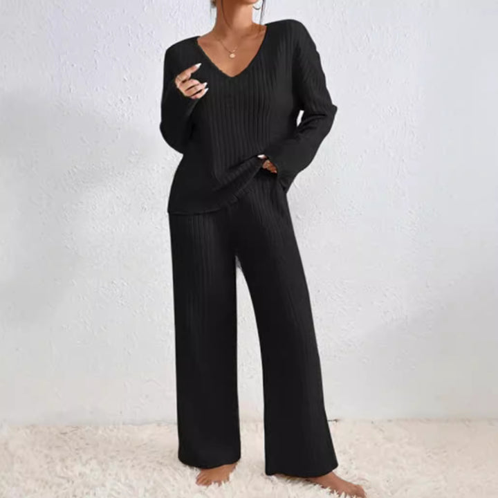 Dame hyggeligt strik-loungewear-sæt Stilla