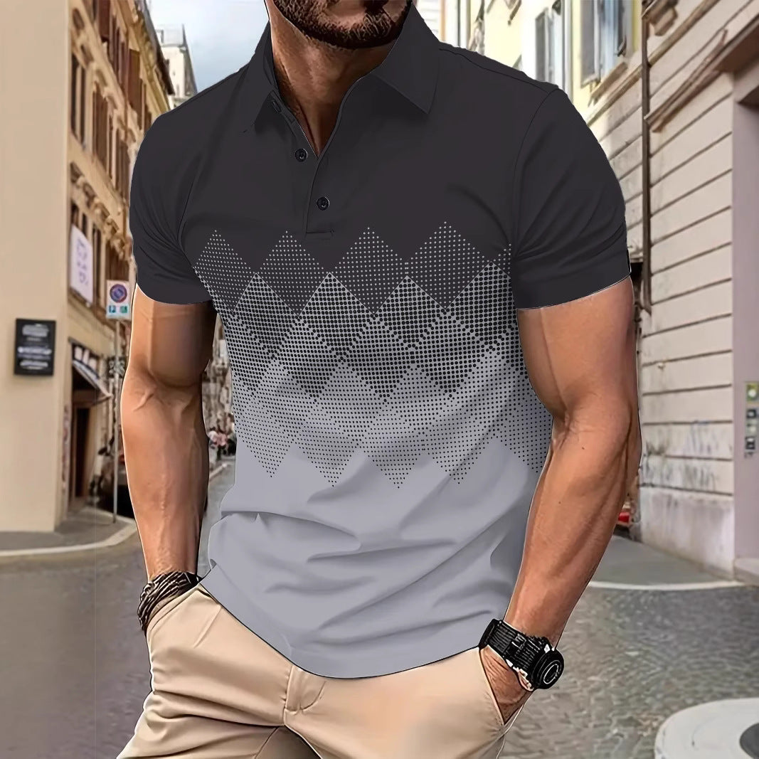 Herrer poloshirt med moderne geometriske mønstre og åndbare egenskaber Stilla