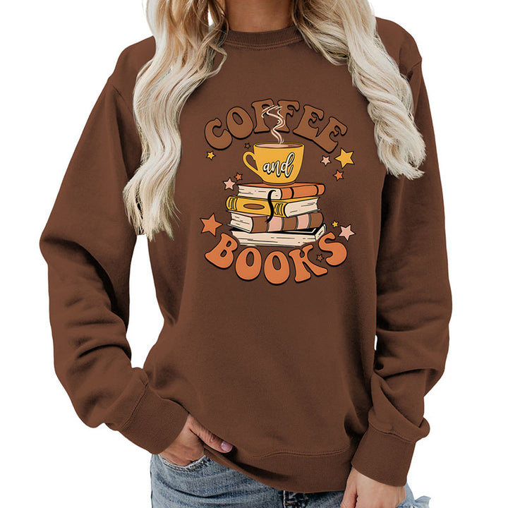 Dame sweatshirt med kreativ kaffe bog design Stilla
