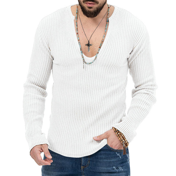Herrer Langærmet Rib Pullover med V-udskæring og afslappet snit Stilla
