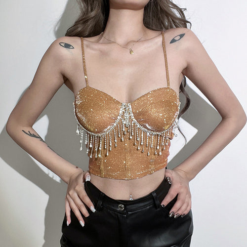 Dame Glamourøst Bustier med rhinsten dekorationer Skovae