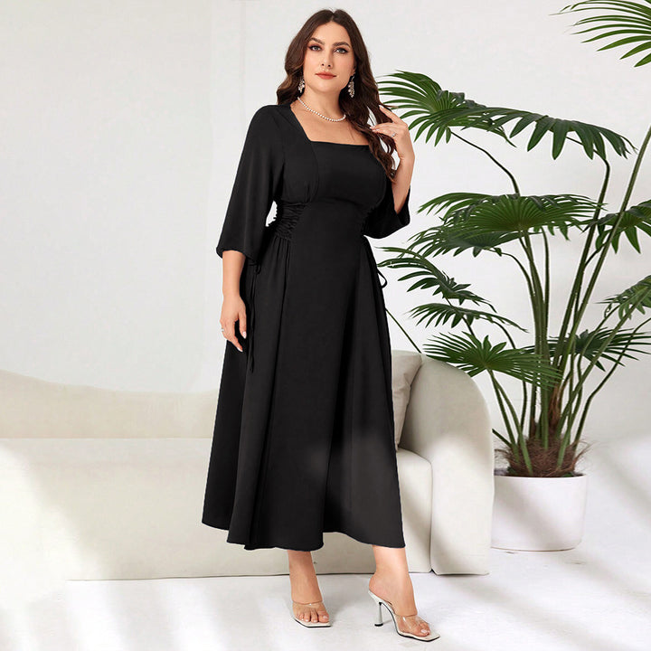 Dame elegant Midi Kjole med fashionable flæsedetaljer Stilla