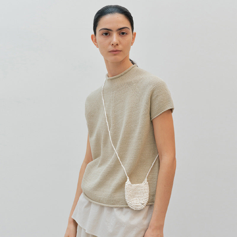 Dame kortærmet pullover med elegant ståkrave og kvalitets strikkestruktur Stilla