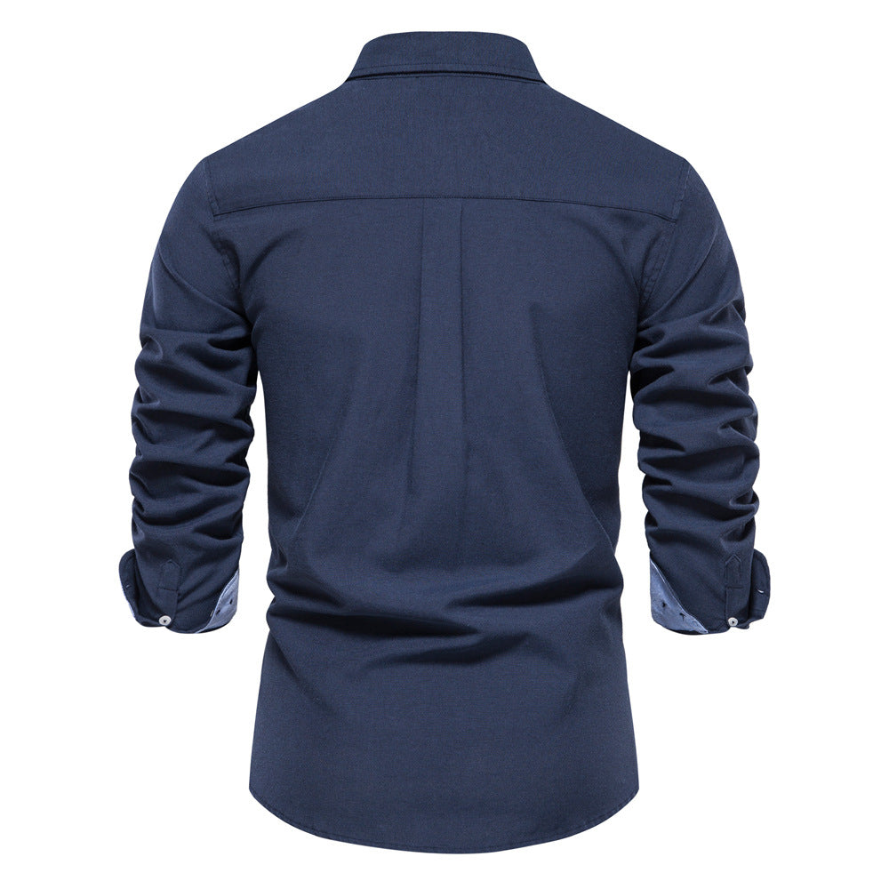 Herrer Langærmet skjorte med moderne Button-Down-krave og stilfulde kontrastærmer Stilla