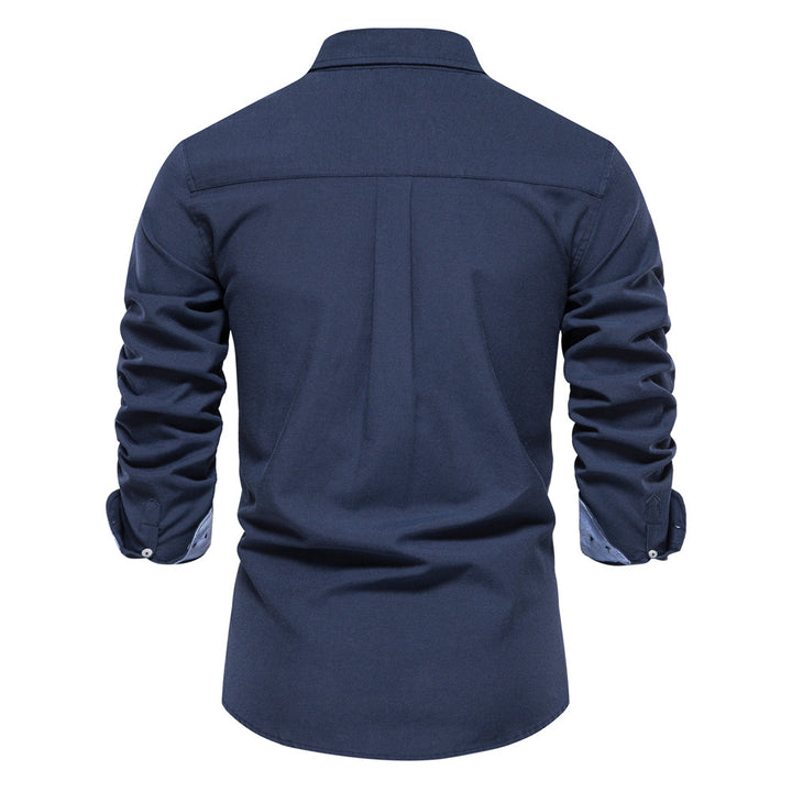 Herrer Langærmet skjorte med moderne Button-Down-krave og stilfulde kontrastærmer Stilla
