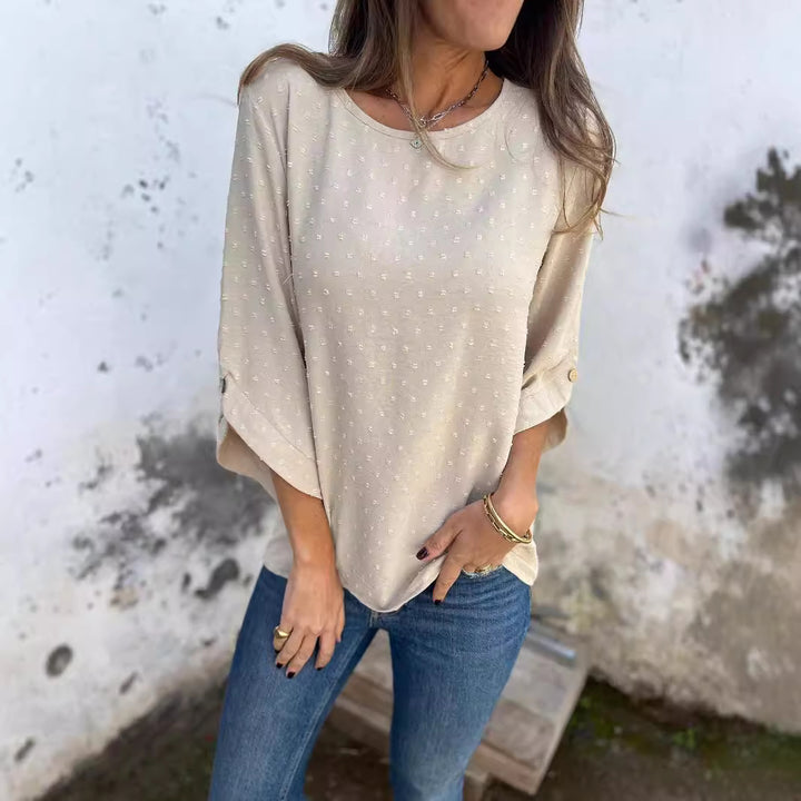 Damebluse med struktureret overflade og fashionable ¾-ærmer Stiila