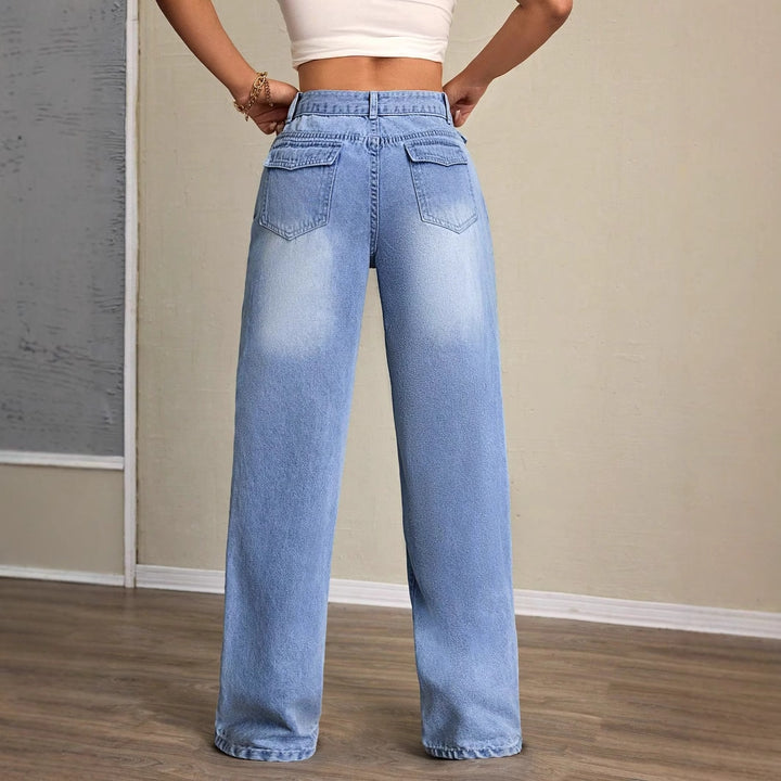 Kvinders bredskårne jeans med høj talje og afslappet pasform Stilla