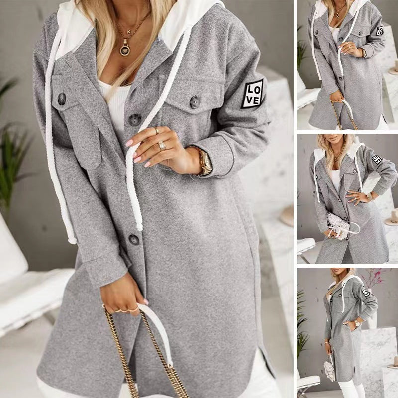 Kvindernes Oversized Hoodie Jakke med Stilfulde Knapdetaljer og Lommer Stilla