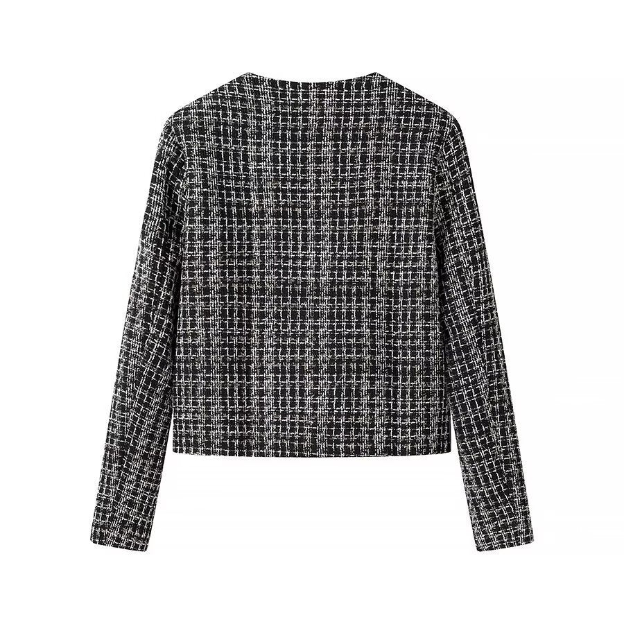 Dame elegant Tweed-jakke med gyldne knapper Stilla