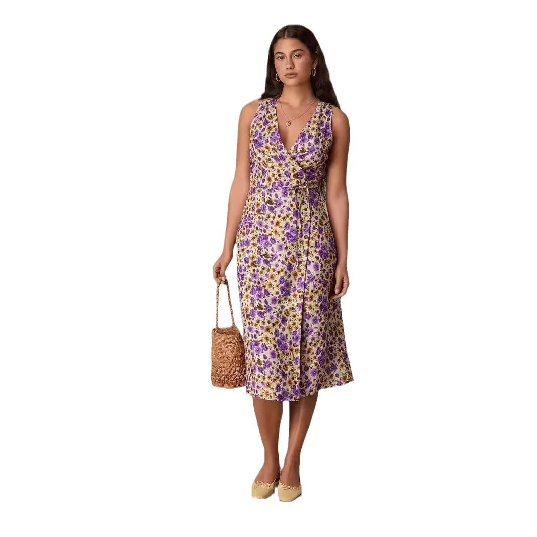 Dame wrap kjole med blomstret design og elegant taljering Stilla