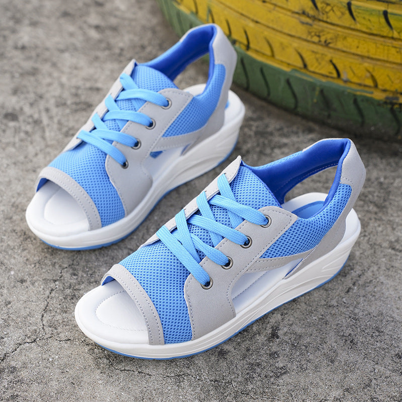 Dame Sporty Sandaler med åndbart netdesign og elastisk snøring Stilla