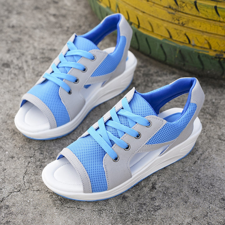 Dame Sporty Sandaler med åndbart netdesign og elastisk snøring Stilla