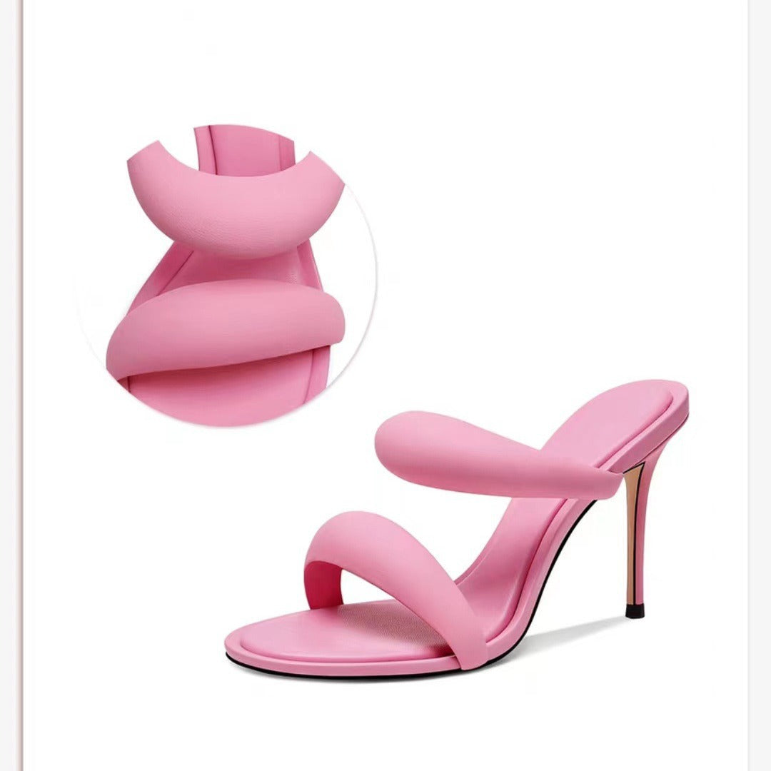 Femme Sleek Højhælede Slide Sandaler med dobbelte remdesign Stilla