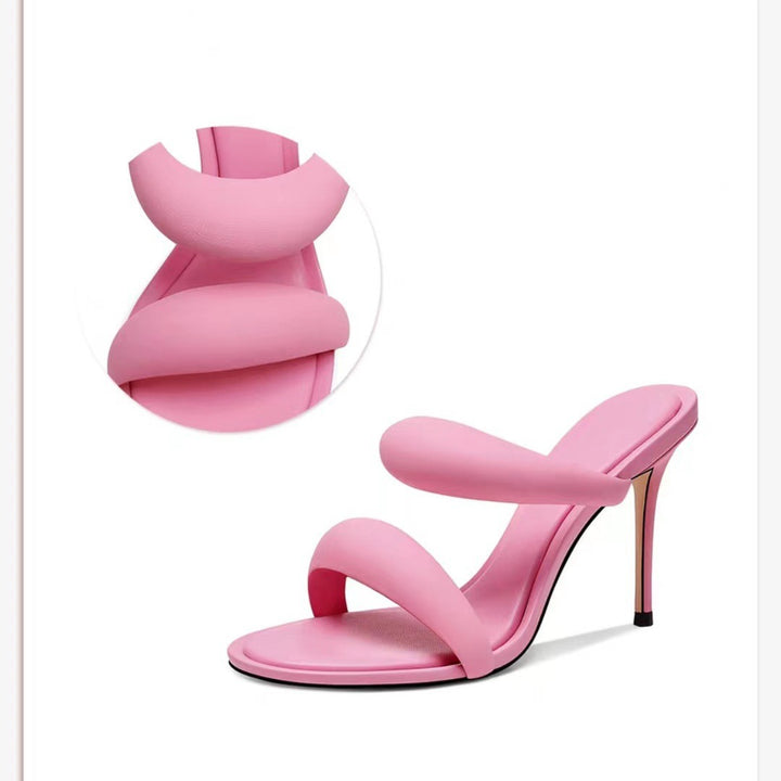 Femme Sleek Højhælede Slide Sandaler med dobbelte remdesign Stilla
