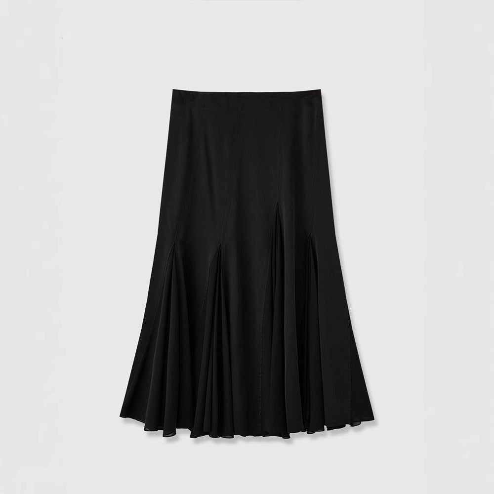 Kvinders Flydende Maxi Nederdel med Elegante Plisseringer