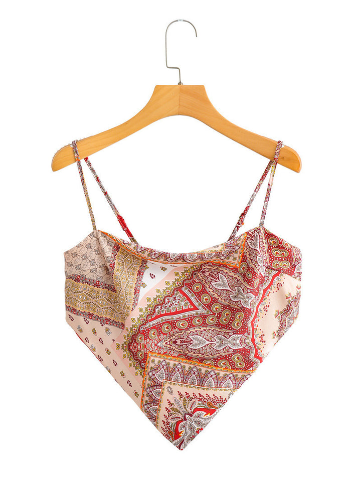 Dame Bandeau Top med legende vintage-tryk Stilla
