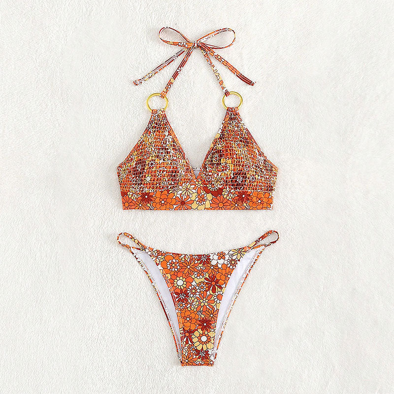 Dame triangel-bikini med moderne bånd og elegante ringe Skovae