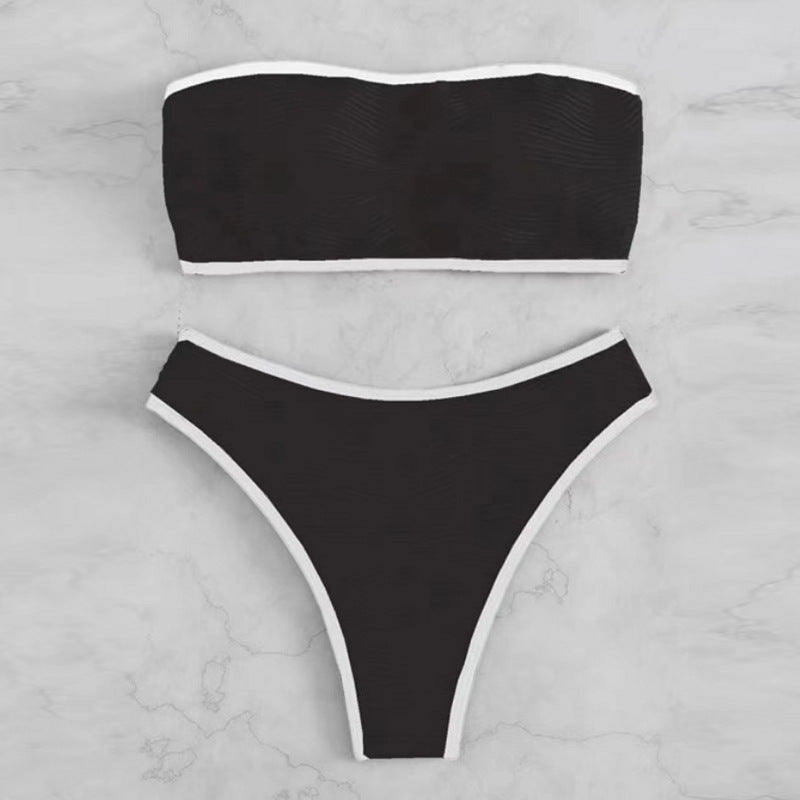 Dame Bandeau-Bikini-sæt med struktureret design og elegant afslutning Stilla