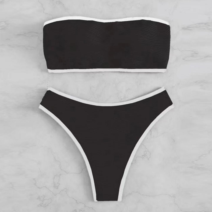 Dame Bandeau-Bikini-sæt med struktureret design og elegant afslutning Stilla