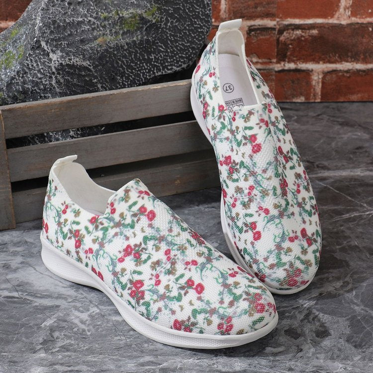 Dame Behagelige Slip-On Sneakers med blomsterdesign og åndbar overflade Stilla
