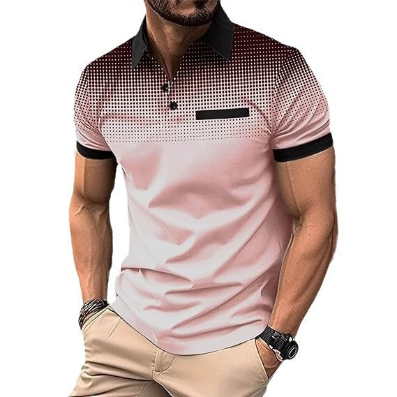 Herre Polo-shirt med kortærmet i gradient-mønster Stilla