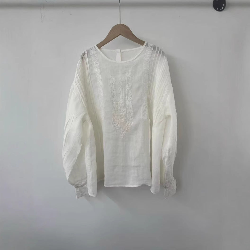 Femme Broderet Langærmet Bluse Stilla