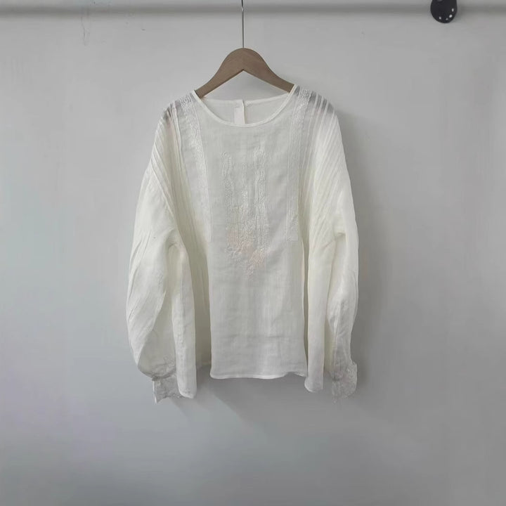 Femme Broderet Langærmet Bluse Stilla