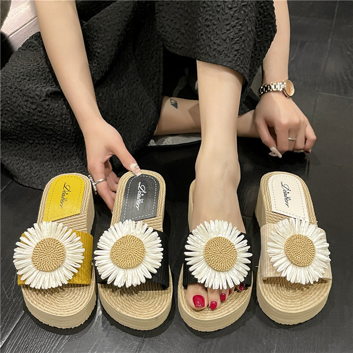 Dame mode dekoreret sandaler med blomster-applikation Stilla