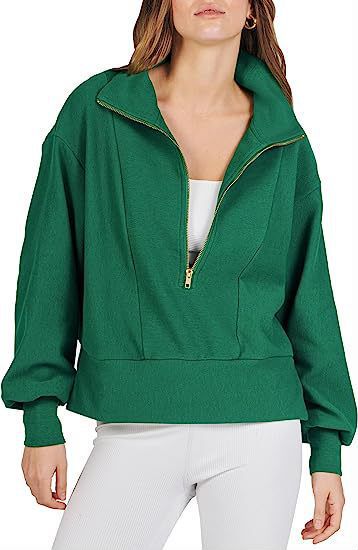 Dame Casual Sweatshirt med høj krave og blank lynlås Stiila