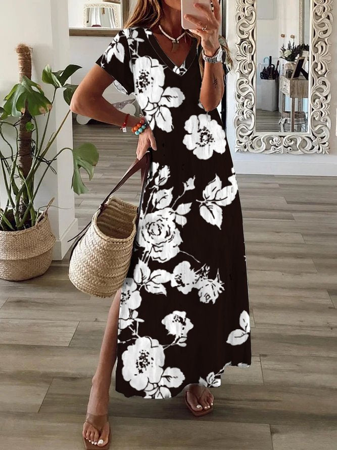 Dame maxikjole med blomstermønster Stilla